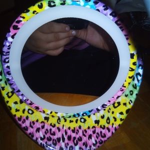 Leopard print light up mirror